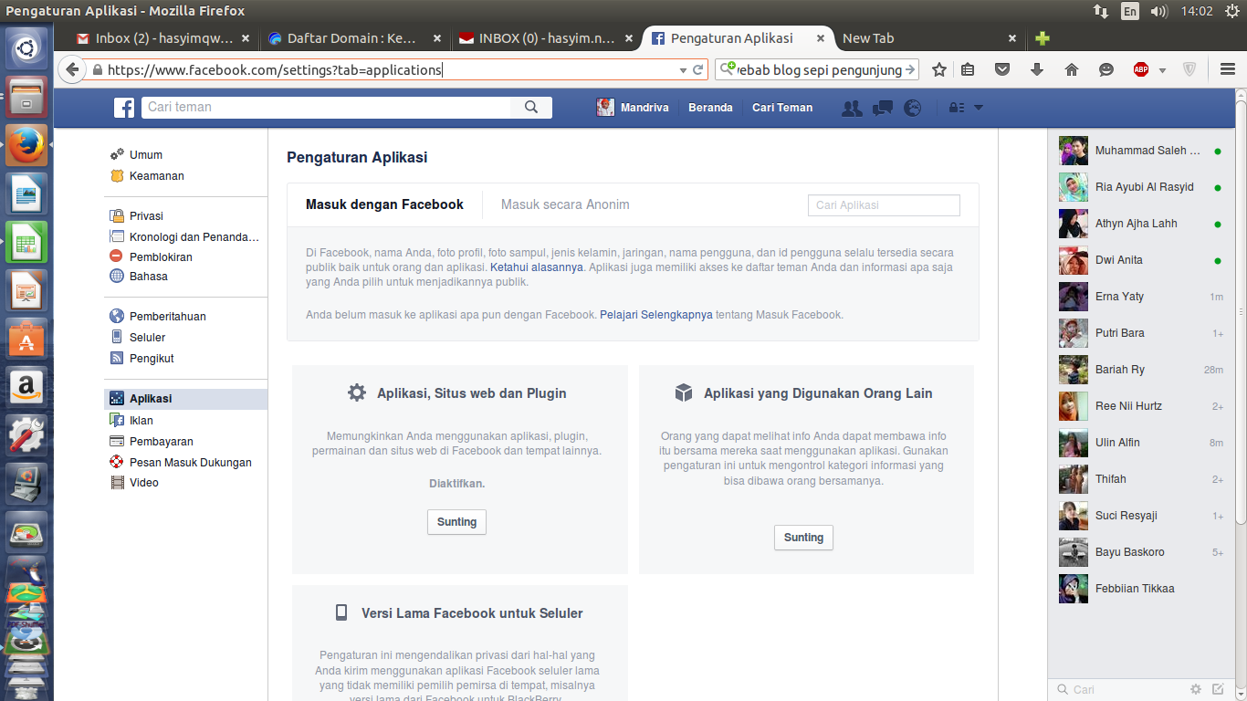 Aplikasi pada facebook