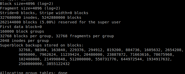 mkfs.ext4 /dev/sdb1